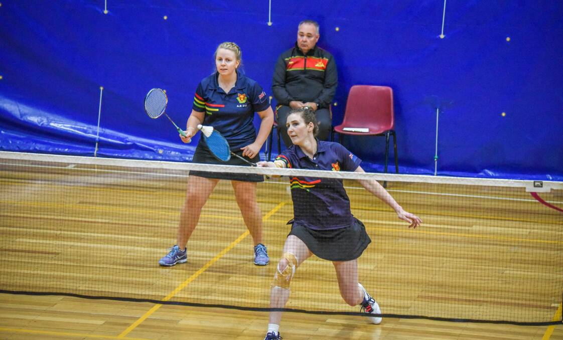 TAG TEAM: Tasmanians Annalea Reid and Amelia Needer during their doubles match against New South Wales. Pictures: Paul Scambler