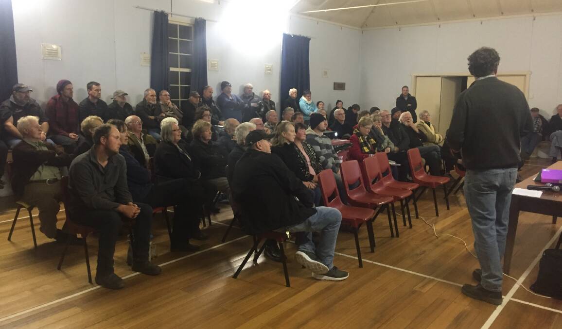 RAIL FORUM: About 90 people gathered in Lebrina on Wednesday to discuss plans to run a tourist train to Scottsdale. Picture: Supplied 