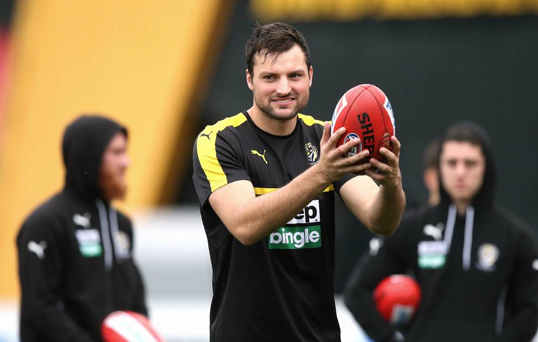 ON THE BALL: Toby Nankervis at training. Picture: Wayne Ludbey