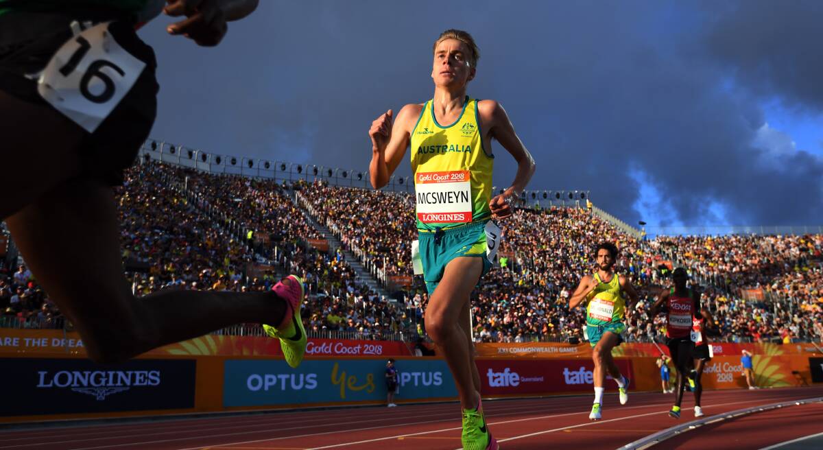 Stewart McSweyn representing Australia in the Commonwealth Games 5000m final. Picture: AAP