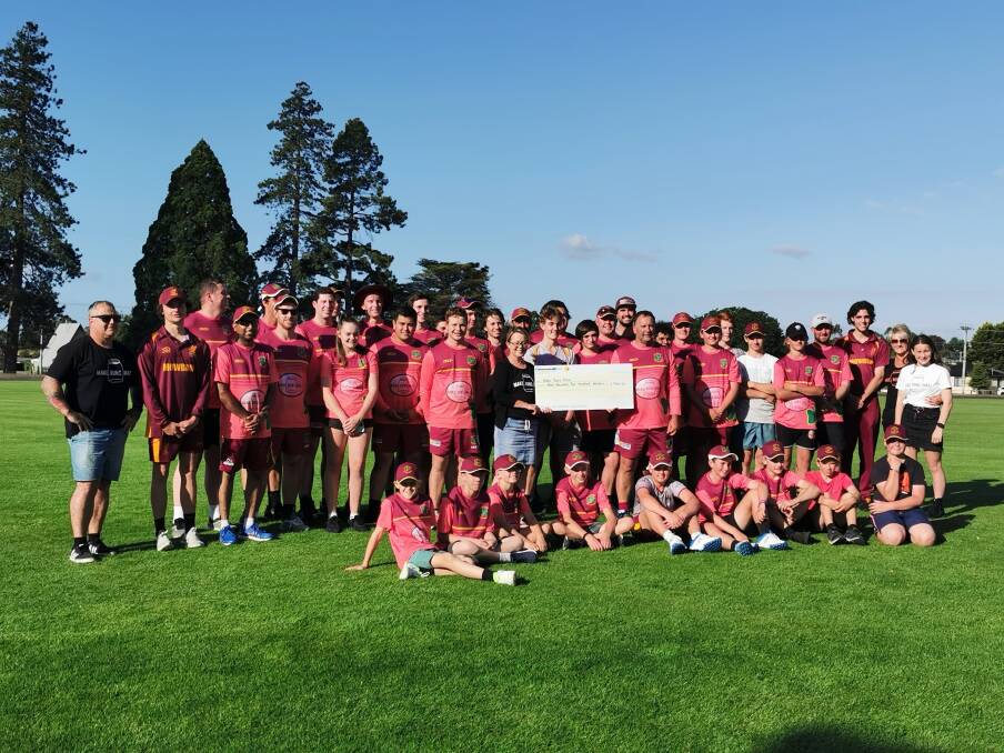 ALL IN: Westbury players and staff present the cheque to Make Runs Maxi's Jodie Mansell. Picture: Supplied