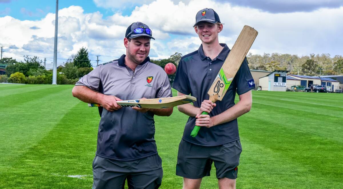 GREEN AND GOLD: South Launceston cricketers Justin Nilon and Connor Sheppard. Picture: Neil Richardson