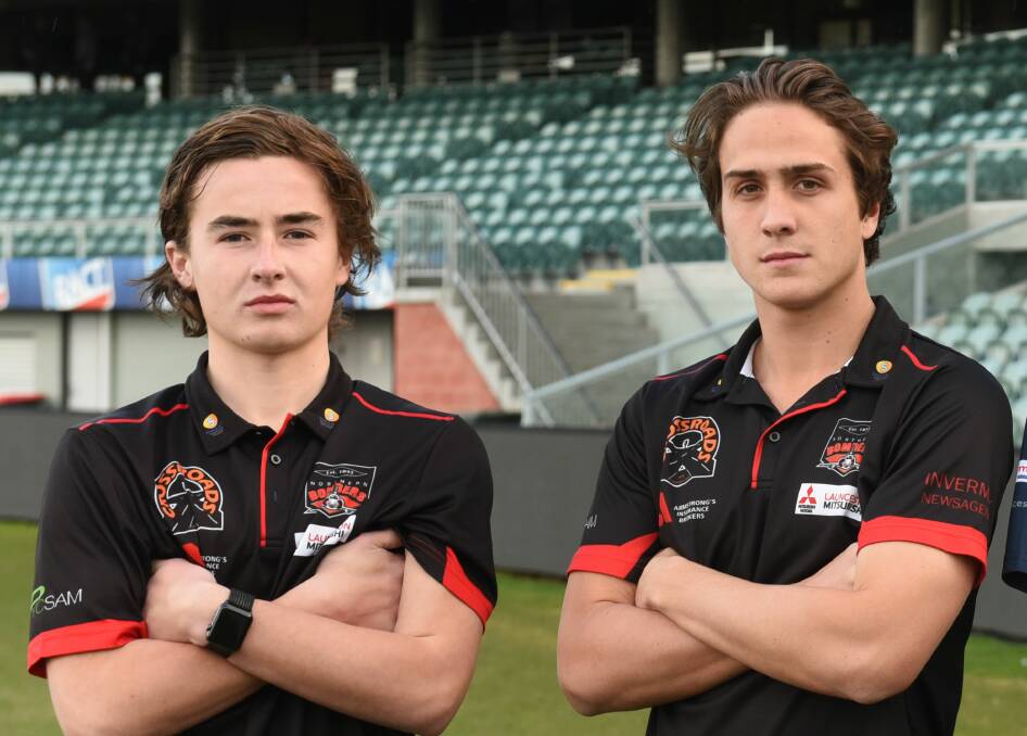 FUTURE: North Launceston teenager James Curran (right) with fellow young gun Oliver Sanders. 