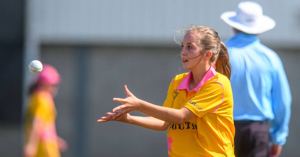 CONSISTENT: South Launceston talent Alice McLauchlan has snagged four wickets in Tasmania under-15s' two games to date.