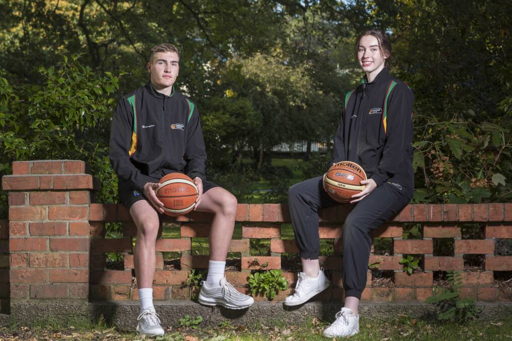FORCED TO ADAPT: Young Launceston basketball stars Sejr Deans and Lauren Wise. Pictures: Phillip Biggs