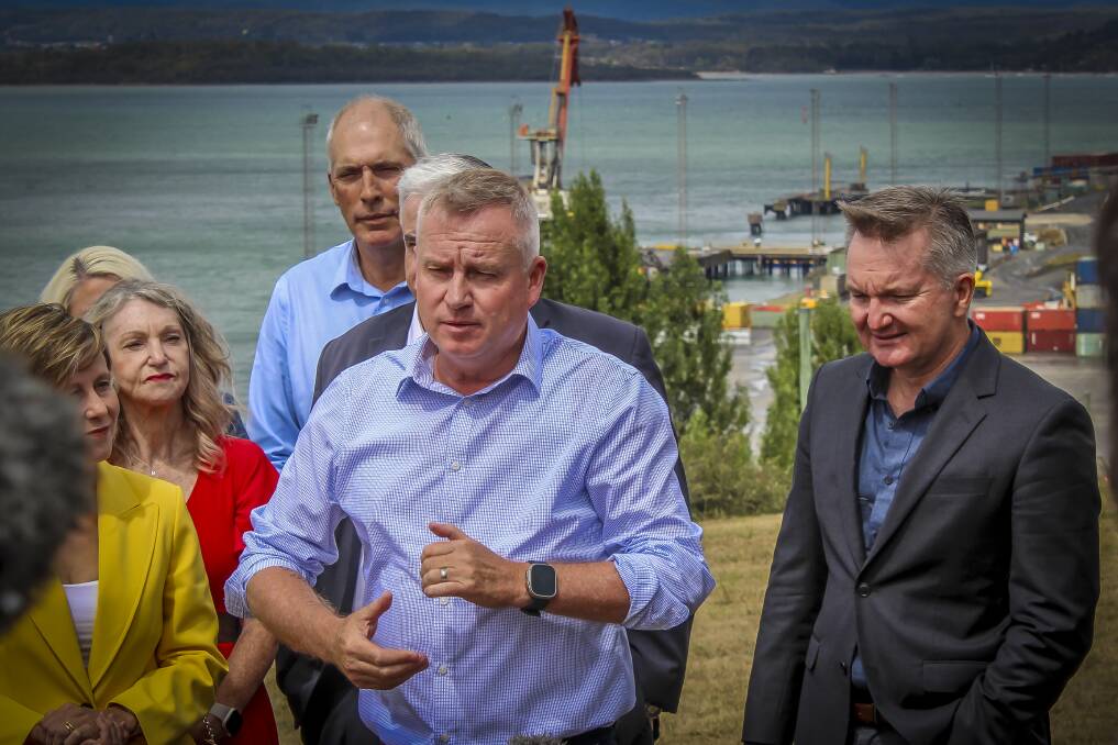 Premier Jeremy Rockliff and Energy Minister Chris Bowen. Picture by Hamish Geale 