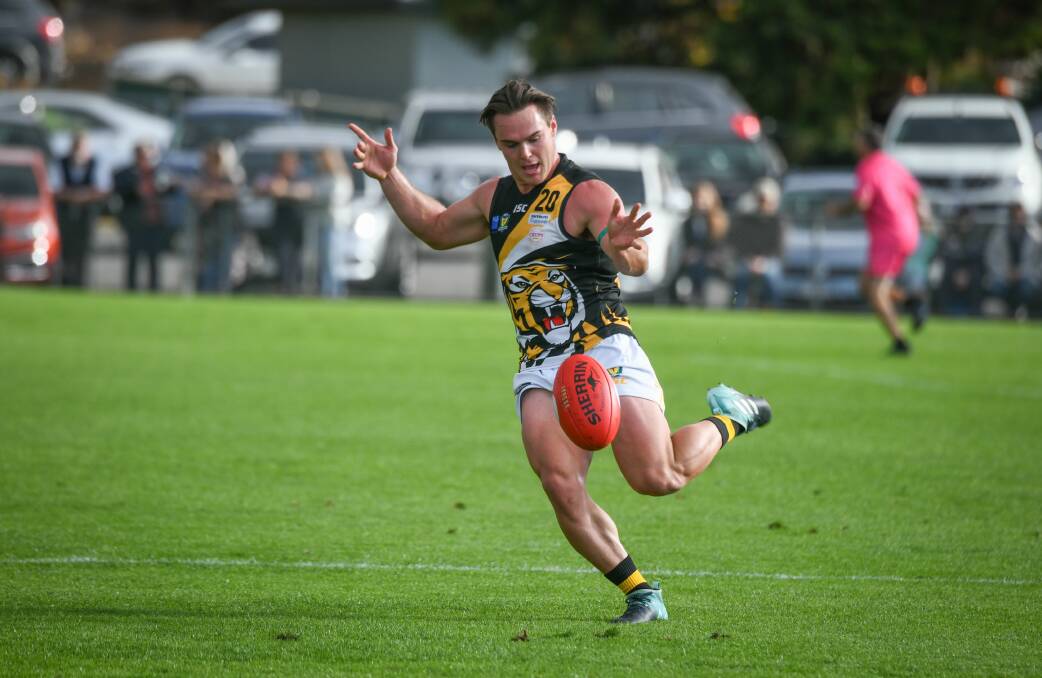 LIGHTING UP: Kingborough vice-captain Kieran Lovell has amassed 27-plus touches in three of his four games. Picture: Paul Scambler