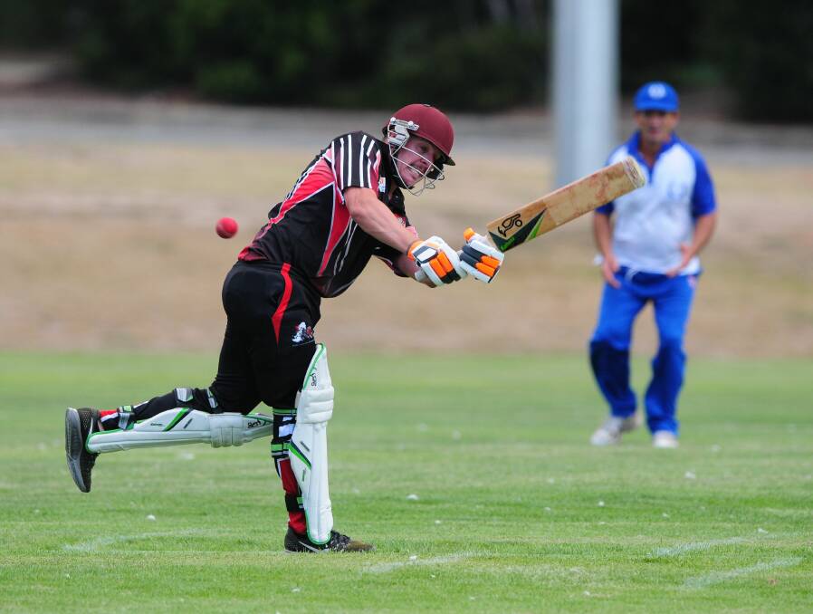 TON OF FUN: Hadspen captain Liam Reynolds brought up his first ton of the season with a four. Picture: Paul Scambler