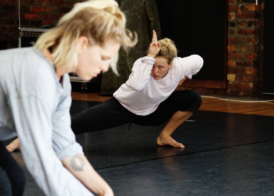 FOCUSED: Tasdance artists Isabella Stone and Olivia McPherson perform a piece for the dance company's latest concoction, Brew. Picture: Gabriel Comerford