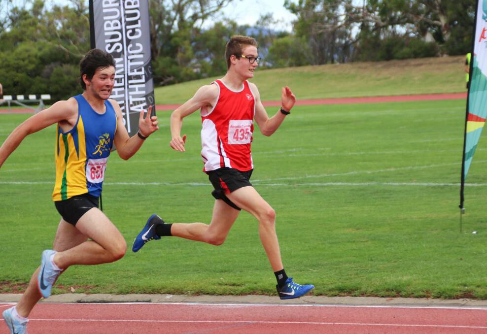 BREAKING THROUGH: Tasmanian T36 para athlete Alexander McKillop set a new national record in the 100m sprint. Picture: Athletics Tasmania