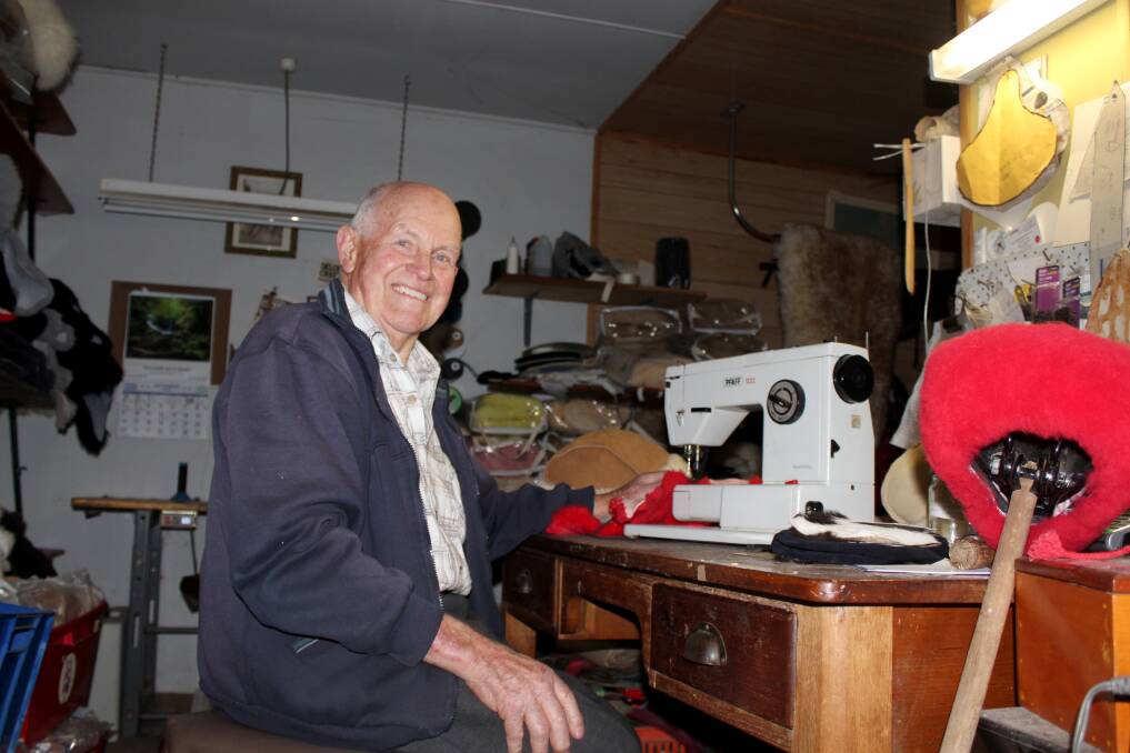 ONE OF A KIND: Hadspen skin tanner Bryan Pearce. The 90-year-old has exhibited at every Tasmanian Craft Fair since it began in 1981. Pictures: Hamish Geale