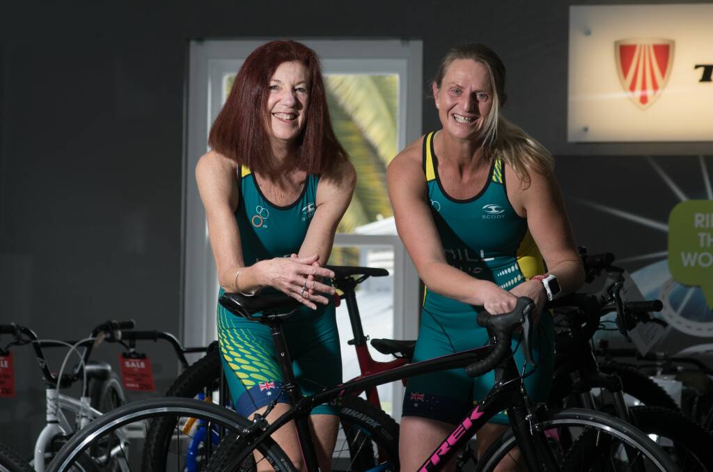 TASSIE TWO: Launceston triathletes Megan Lade and Melanie Hill will represent Australia on the Gold Coast this week. Picture: Phillip Biggs