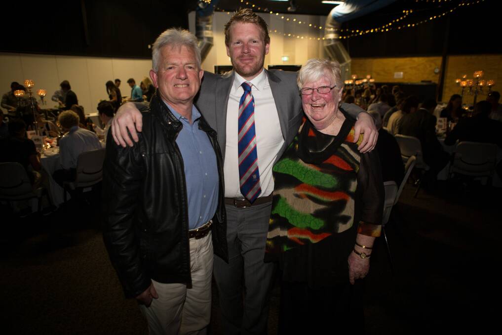Pooley with son Marshall and wife Jenny at a Northern Rangers function in 2014. 