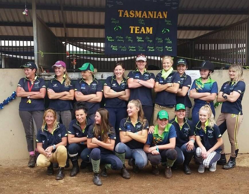 EQUESTRIAN QUEST: The Tasmanian team gathers together ahead of a previous national championships. This year's team will feature first- and second-place getters from January's Tasmanian Horse of the Year competition.