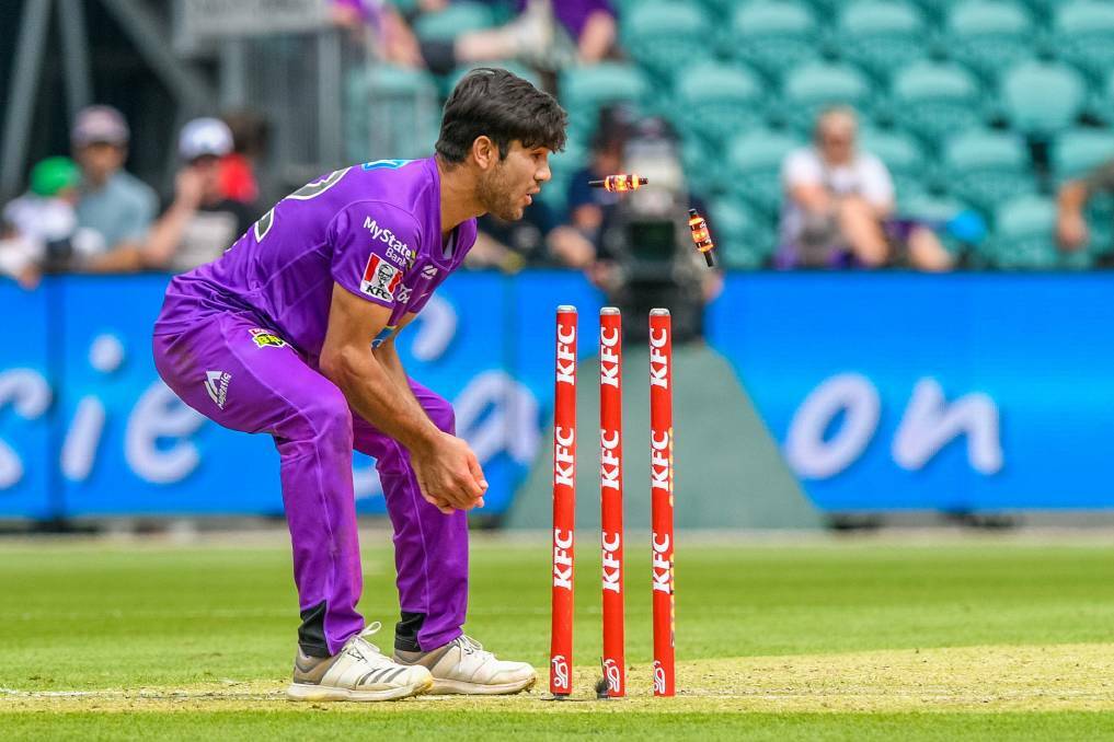 Qais Ahmad in action for the Hobart Hurricanes. Picture: Phillip Biggs