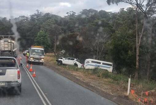 The scene of the crash on the Batman Highway in January. Picture by Maree Simpson/ Facebook 