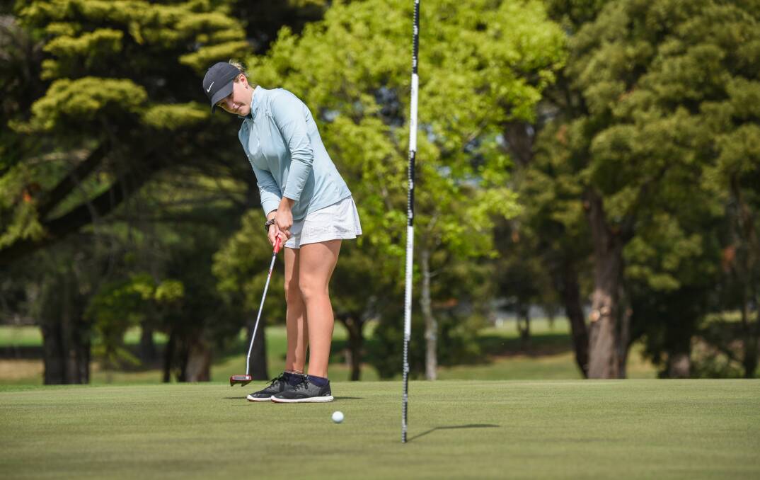 KNOCK IT IN: Prospect 16-year-old Alexandria Hansen putts on her home course at Riverside Golf Club. Picture: Paul Scambler