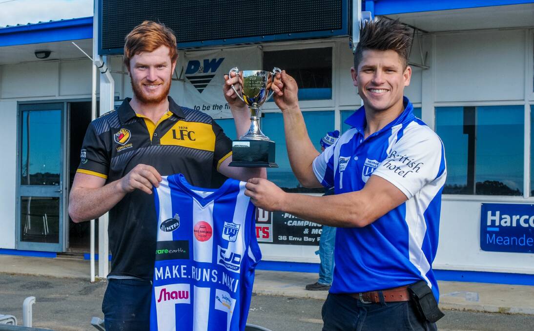 TOP TIER: Jackson Blair, who finished third in Longford's best and fairest, with Deloraine award winner Lochy Dornauf. 