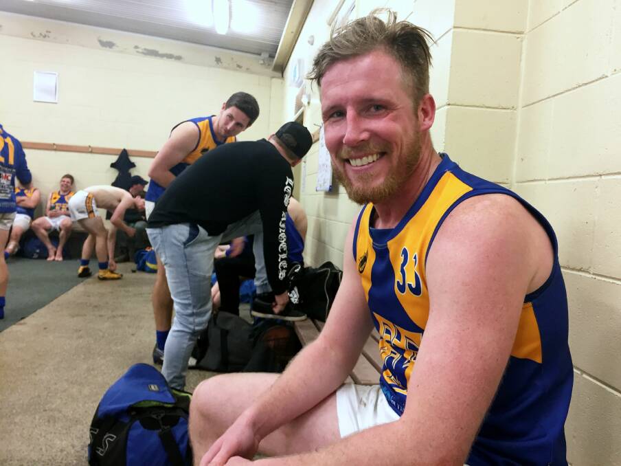 BIG WEEKEND: Clinton Black in the changerooms after Evandale's semi-final win over St Pats. Picture: Hamish Geale