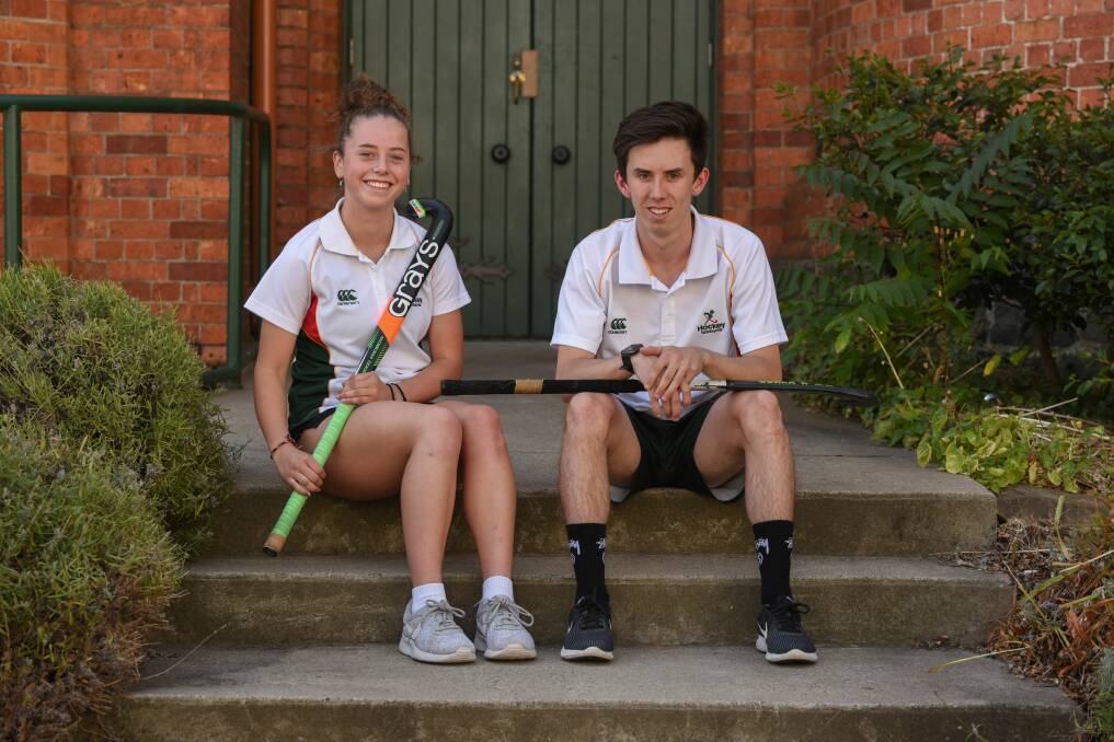 STICKING AT IT: Launceston's Lucy Cooper and Josh Commins have been picked for an indoor hockey national training squad. Picture: Paul Scambler