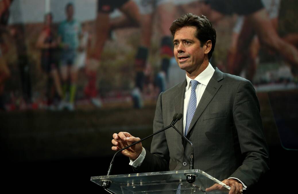 SLOW PROGRESS: AFL chief executive Gillon McLachlan has emerged as a cautious advocate for a Tasmanian outfit. Picture: AAP