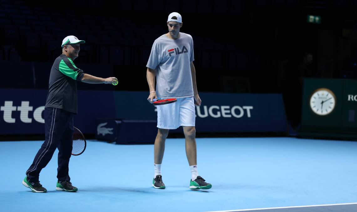 BIG MAC: David Macpherson coaching John Isner at the Nitto ATP Finals in London. Picture: ATP World Tour
