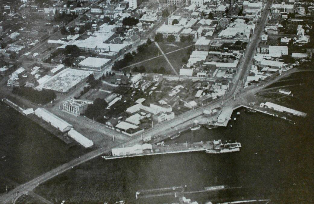 A 1929 aerial view shows the Charles Street bridge (bottom left) and what is now the Seaport complex. Picture by The Weekly Courier
