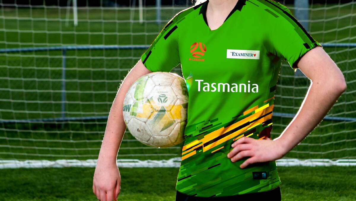 GREEN MACHINE: An artist's impression of a Tasmanian A-League kit. Football Tasmania is confident of securing its own team in the coming years.