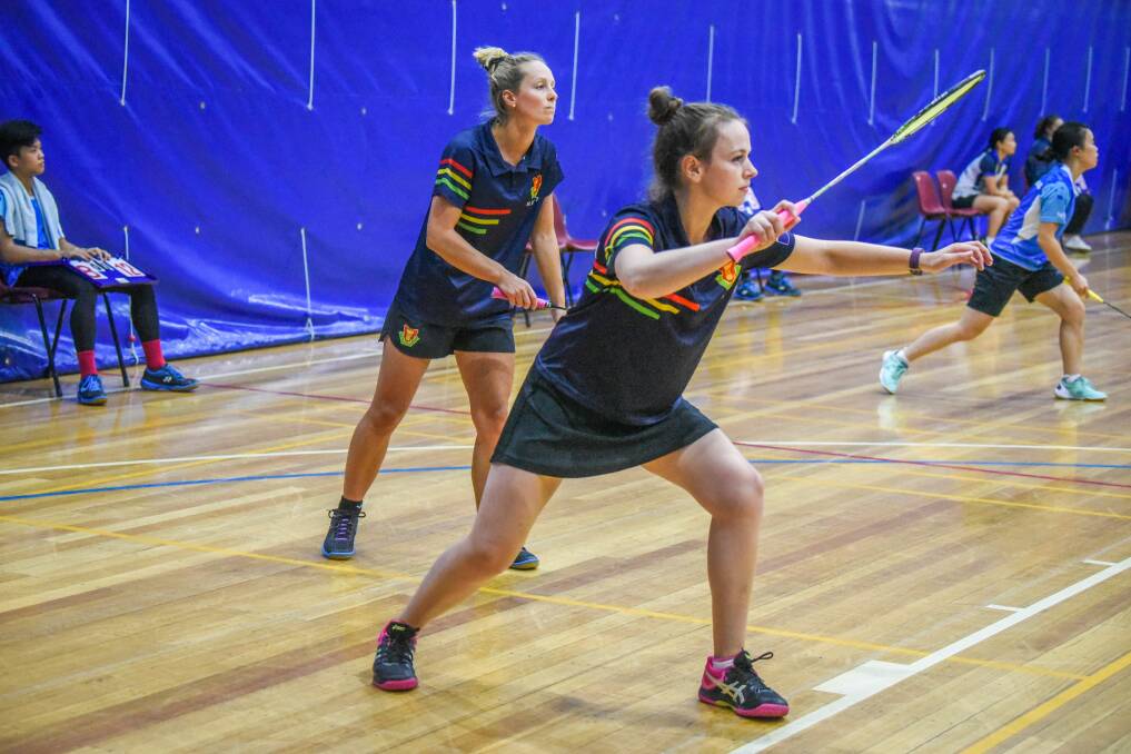 Tasmanians Meg Graham and Leesa Grundy take up their battle stances.