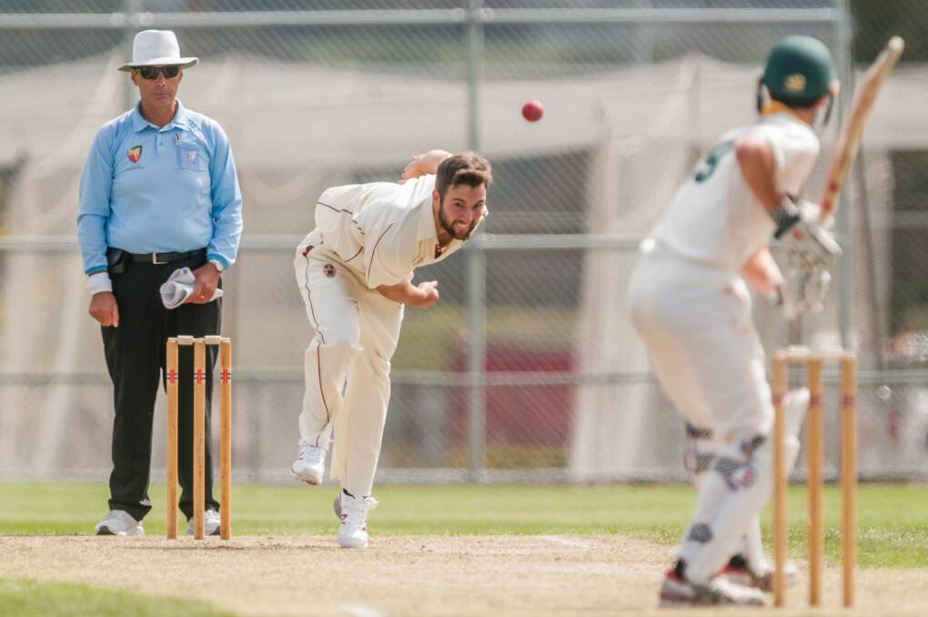 BRILLIANT START: Shamrocks paceman Jono Chapman set the tone for the day, removing three of South Launceston's top six. Picture: Phillip Biggs