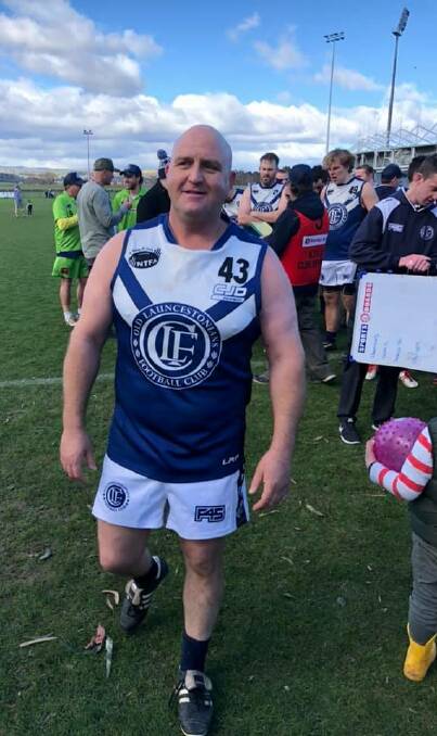 BLUE BOY: Adrian Collins in action for NTFA outfit Old Launcestonians. Picture: Facebook