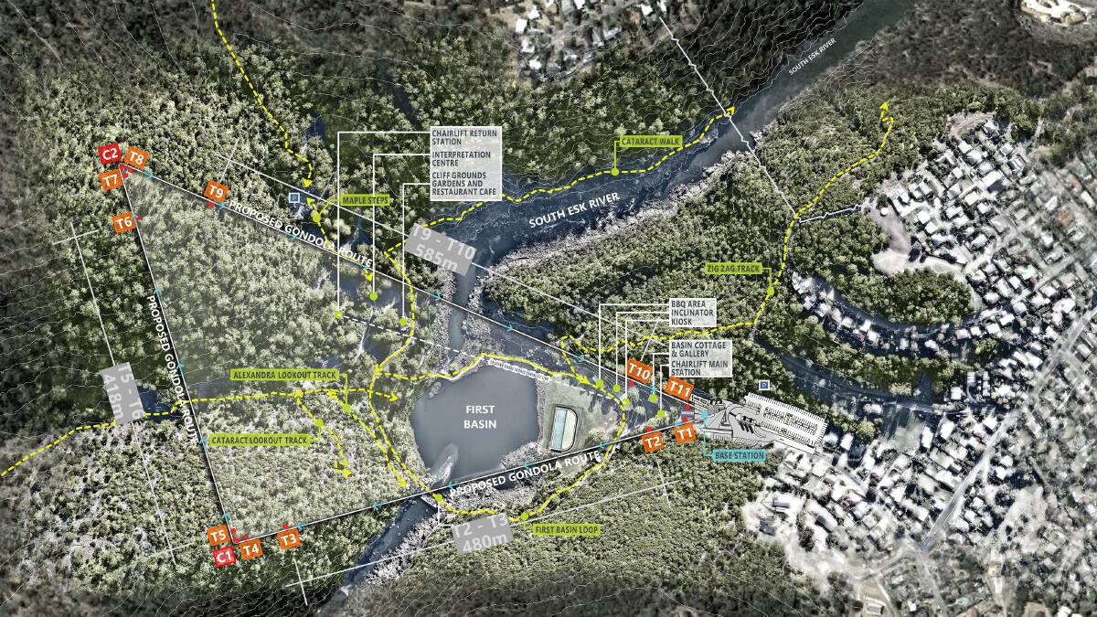From the air: An aerial view of the proposed gondola route. The $20 million project will be entirely privately funded by the Larter family, with no government funding.
