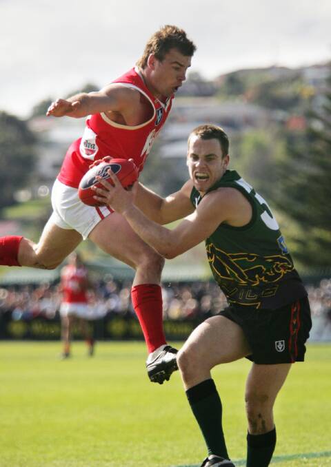 FLASHBACK: A young Sam Lonergan
in action for the Tassie Devils at
Bellerive Oval during the 2005 VFL semi-final.