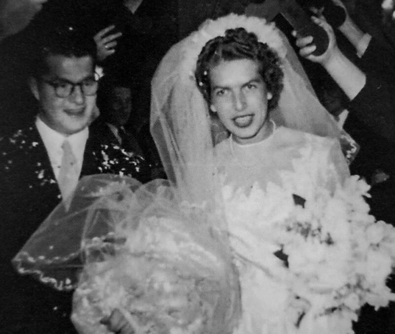 The couple on their wedding day 70 years ago.