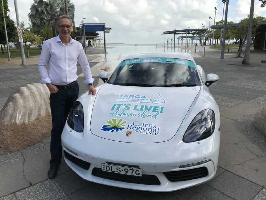 SET AND READY: Targa director Mark Perry in Cairns to announce the rally's expansion into North Queensland. Picture: Supplied