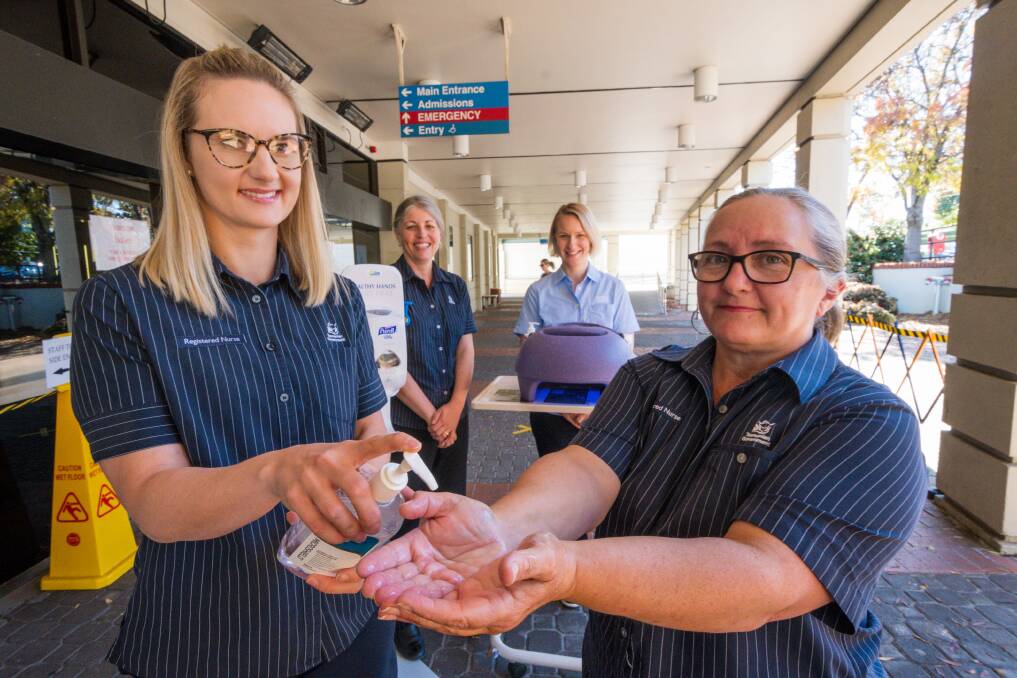 KEEP CLEAN: Clinical nurse educator Amy How, unit manager Fiona De Sousa, educator Holly Dodd and educator Leasa Giles. Picture: Phillip Biggs