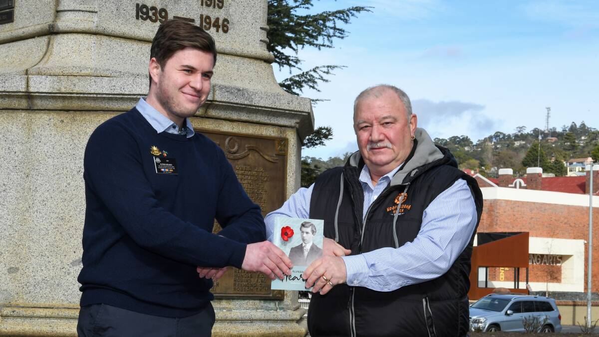 REFLECTION: Will Scott with relative of Indigenous soldier Alfred Hearps, Greg Murray. Picture: Neil Richardson