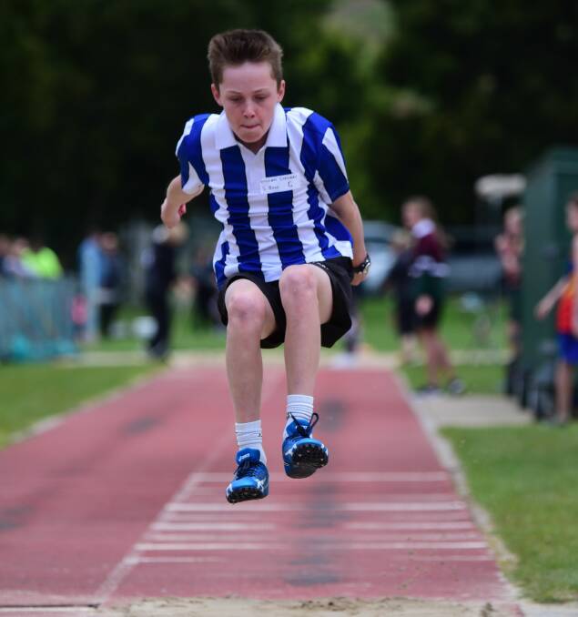 LEAP: Launceston Church Grammar's grade 5 long jumper Will Stewart.