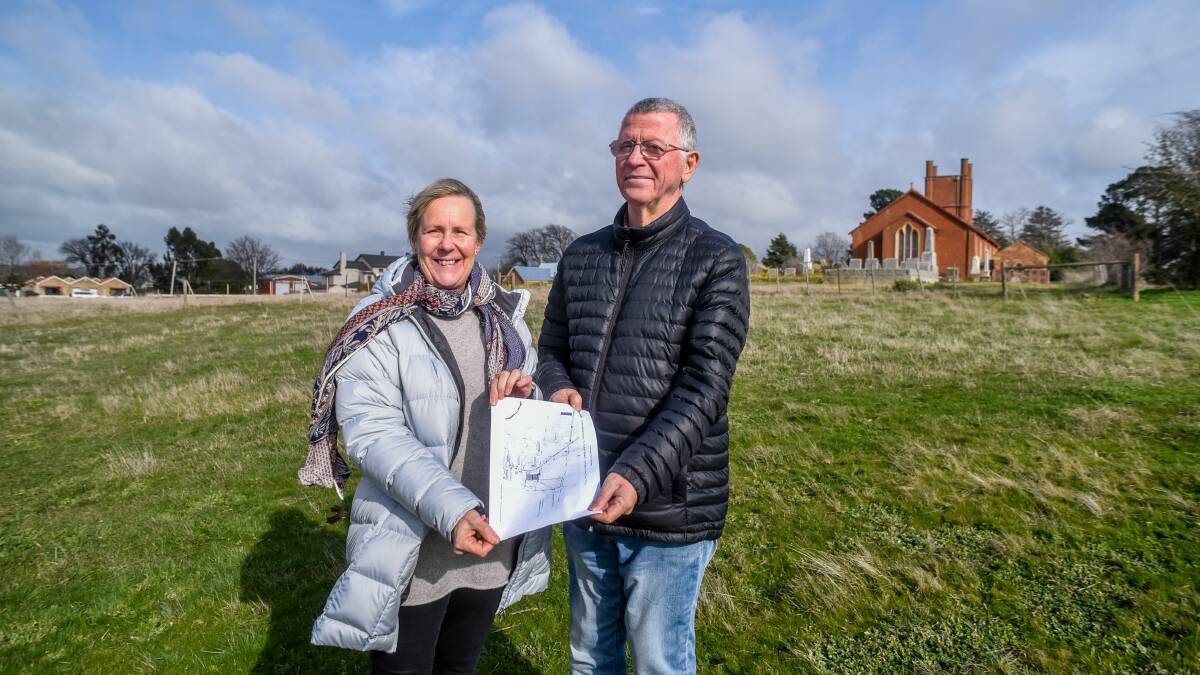 VISIONARY: Campbell Town Anglican church Reverend Ian Oates and wife Fiona want to develop land behind the church for social housing. Picture: Neil Richardson