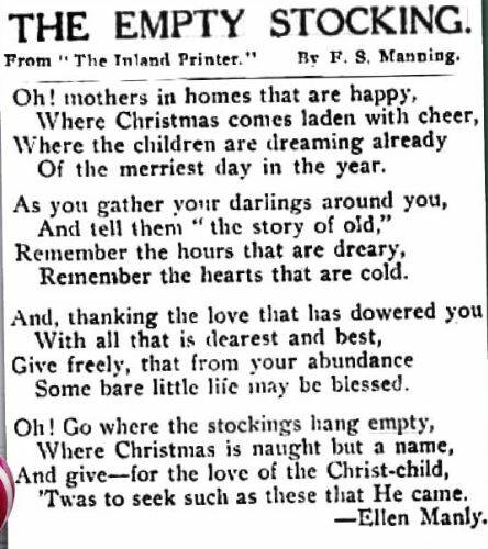 A poem in The Examiner on December in 1908.