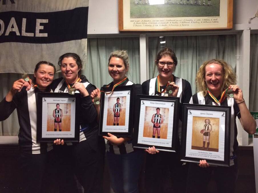 Legacy: Scottsdale players Dearne Taylor and Cara Howlett, Hayley Kerrison, Miranda Oliver and Alex Hall. Picture: Supplied