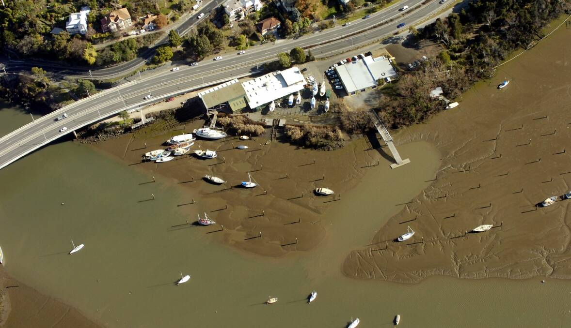 Bird's eye: An view from above the Tamar Yacht Club which shows the restricted channel acess they have.