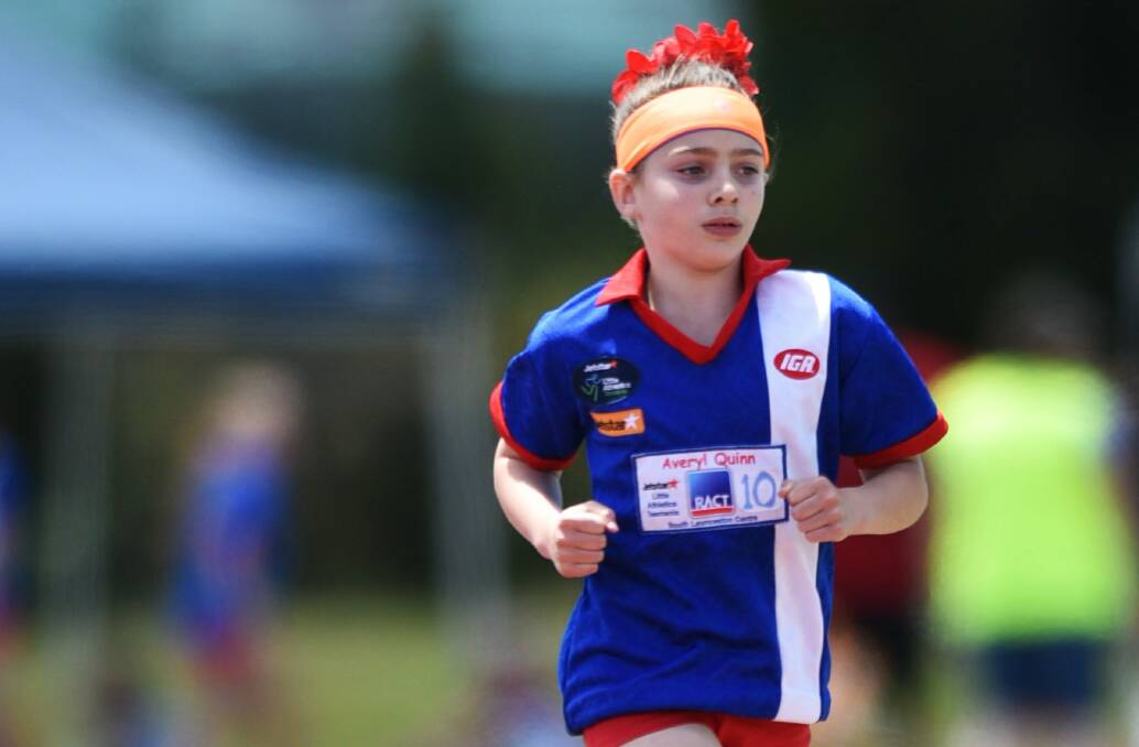 STEADY: South Launceston athlete Averyl Quinn paces herself in the under-10 girls 800 metres. 