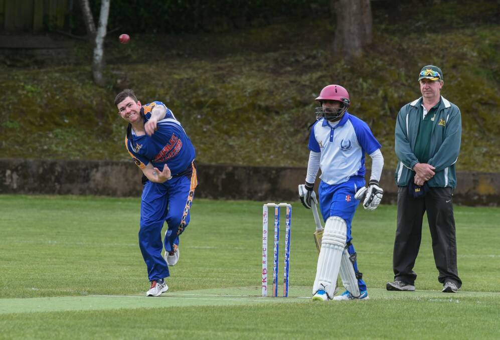 ALL EYES: ACL batsman Chatharu Athakurula and umpire Darrell Whyte watch on as Trevallyn paceman Kyle Strochnetter sends one down.