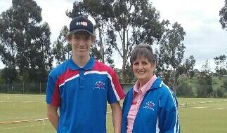 Robyn Lamprey and Curtis Mead, grandmother and grandson at the golf croquet singles event on the weekend.