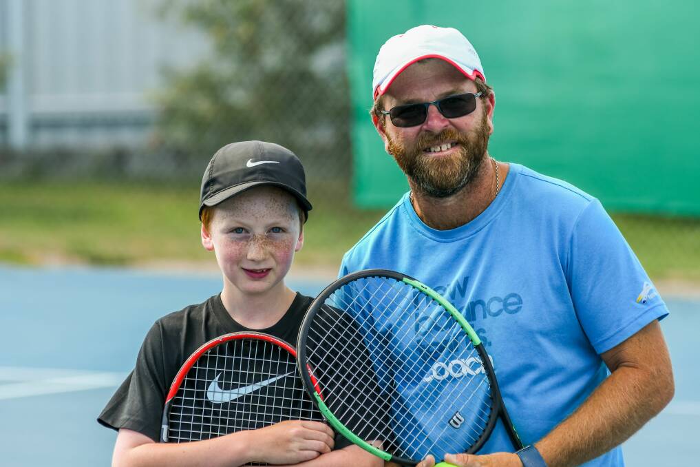 READY: Deloraine tennis star Jack Heathcote, with coach Mathew Carswell, is off to the national Super 10s at the Australian open next month. Picture: Phillip Biggs