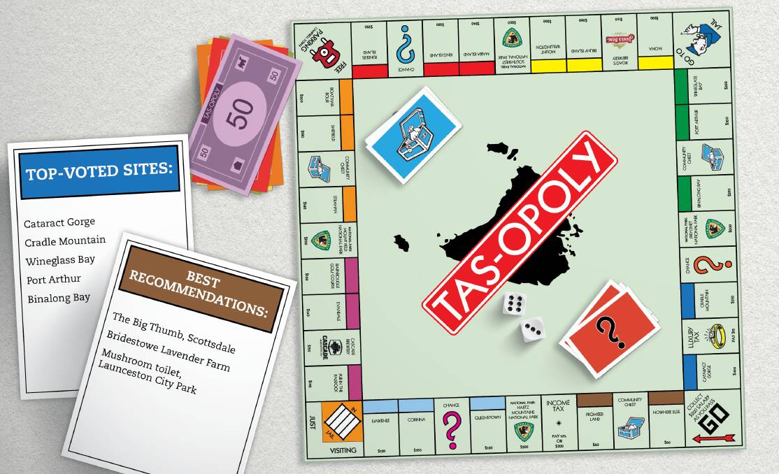 A Tas-opoly board, as voted by The Sunday Examiner's readers.