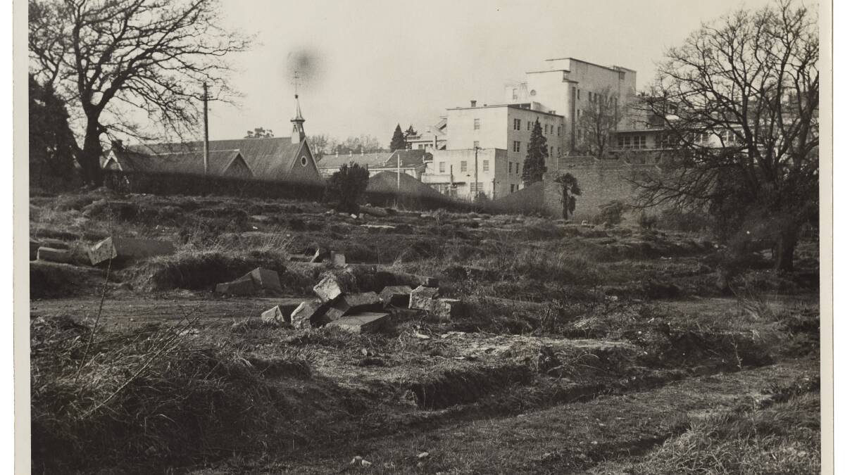 The Charles Street general cemetery in transition to becoming Saint Ockerby Gardens, next to the Launceston General Hospital. Picture: Archives Office of Tasmania