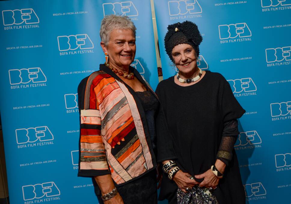 Festival program director Helen Tilbury and guest of honour Wendy Whiteley on the red carpet. Picture: Scott Gelston