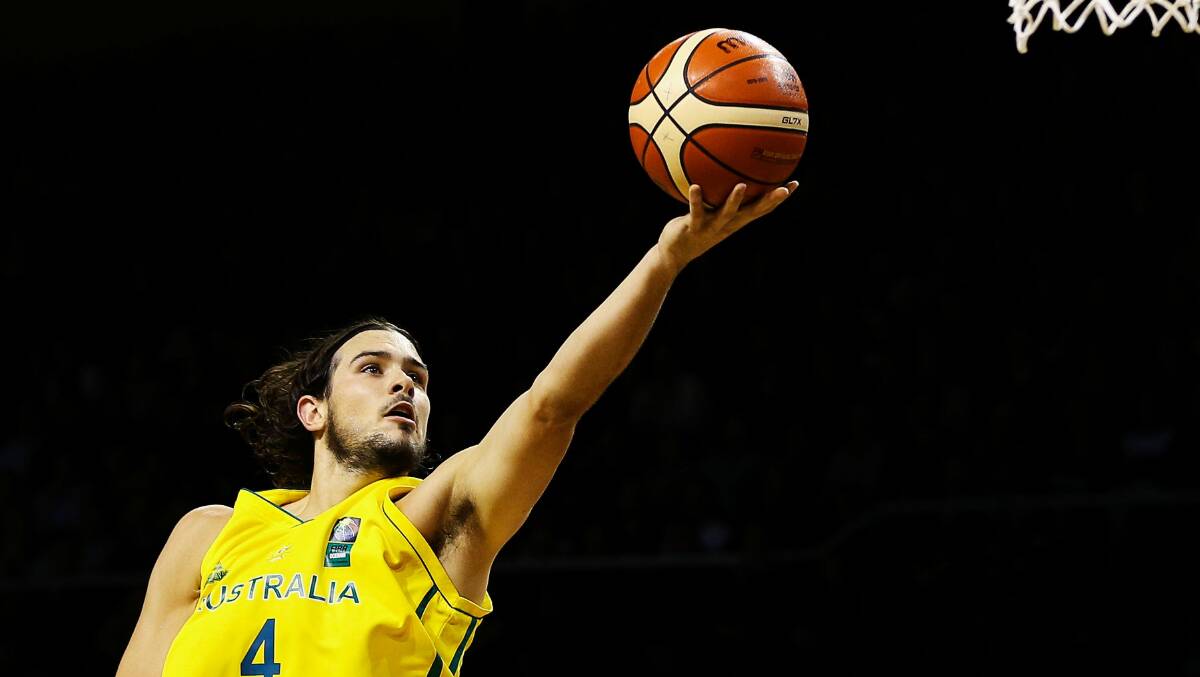 Chris Goulding lays up for the Boomers. Picture: Getty Images